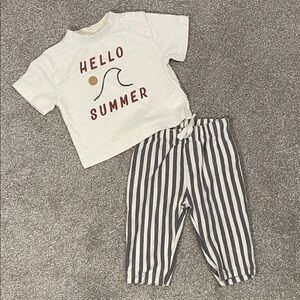 Rylee + Cru Hello Summer Graphic Tee and Striped Pants Set